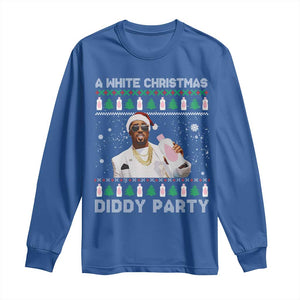 Funny Dirty Santa Diddy Christmas Long Sleeve Shirt A White Xmas Diddy Party Snowflake TS11 Royal Blue Print Your Wear