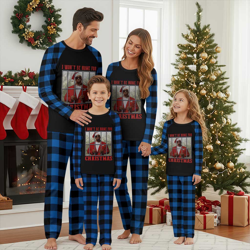 Funny Santa Diddy Xmas Plaid Pajama Set I Won't Be Home For Xmas TS11 Blue Plaid Print Your Wear