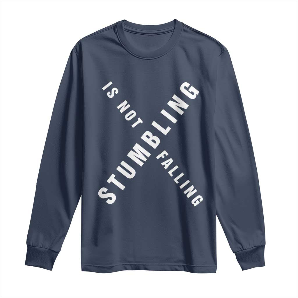 Malcolm X Stumbling Is Not Falling Long Sleeve Shirt Black History Month TS11 Navy Print Your Wear