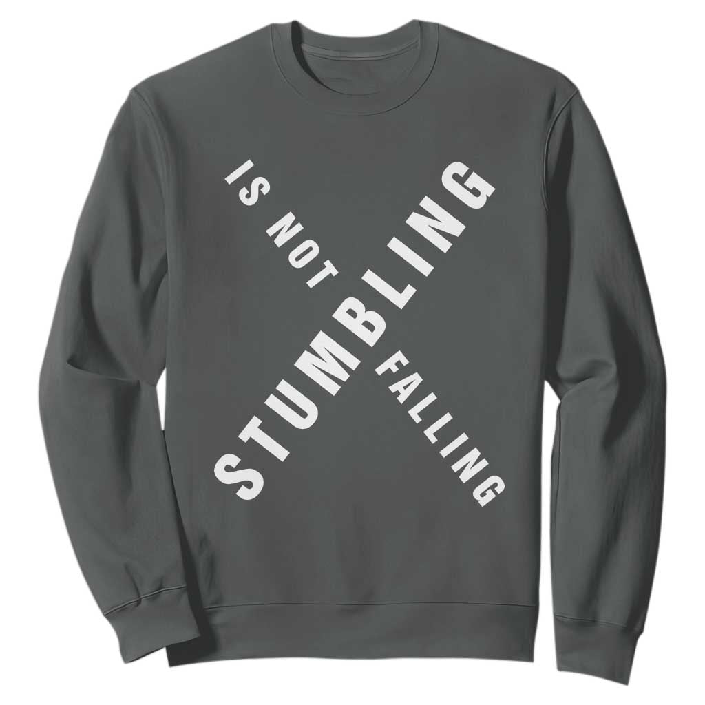 Malcolm X Stumbling Is Not Falling Sweatshirt Black History Month TS11 Dark Heather Print Your Wear