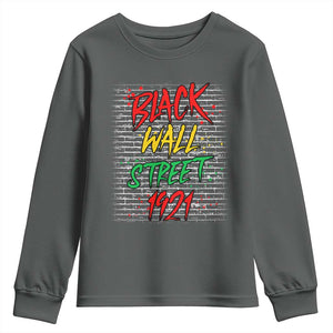 Black Wall Street 1921 Youth Sweatshirt Tulsa Oklahoma Black History Month TS11 Dark Heather Print Your Wear