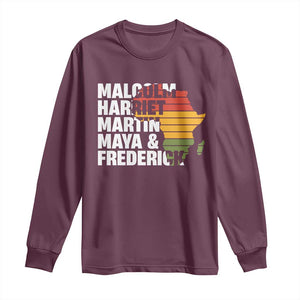 Black History Leaders Long Sleeve Shirt Malcolm Harriet Martin Maya Frederick Africa Map TS11 Maroon Print Your Wear