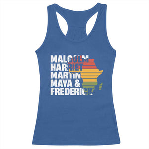 Black History Leaders Racerback Tank Top Malcolm Harriet Martin Maya Frederick Africa Map TS11 Royal Blue Print Your Wear