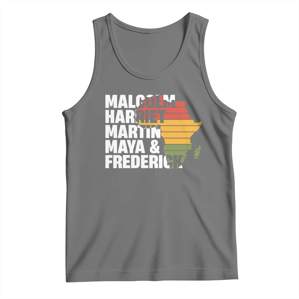 Black History Leaders Tank Top Malcolm Harriet Martin Maya Frederick Africa Map TS11 Black Heather Print Your Wear