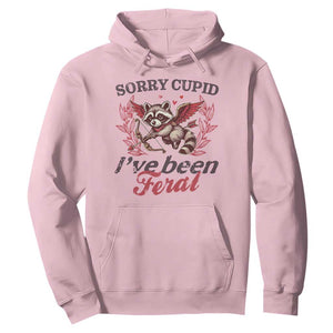 Funny Sorry Cupid I've Been Feral Hoodie Valentine's Day Cupid Racoon TS11 Light Pink Print Your Wear