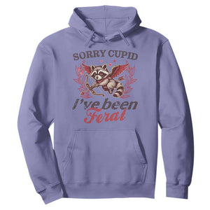 Funny Sorry Cupid I've Been Feral Hoodie Valentine's Day Cupid Racoon TS11 Violet Print Your Wear