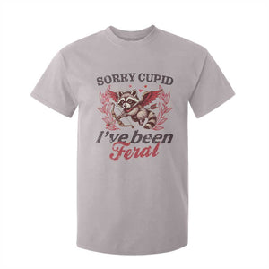 Funny Sorry Cupid I've Been Feral T Shirt For Kid Valentine's Day Cupid Racoon TS11 Ice Gray Print Your Wear