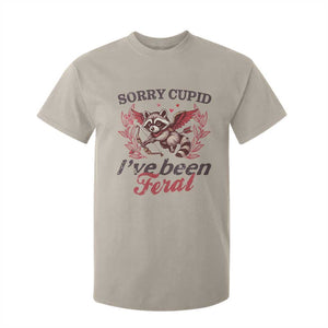 Funny Sorry Cupid I've Been Feral T Shirt For Kid Valentine's Day Cupid Racoon TS11 Sand Print Your Wear