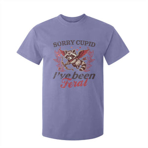 Funny Sorry Cupid I've Been Feral T Shirt For Kid Valentine's Day Cupid Racoon TS11 Violet Print Your Wear