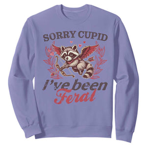 Funny Sorry Cupid I've Been Feral Sweatshirt Valentine's Day Cupid Racoon TS11 Violet Print Your Wear