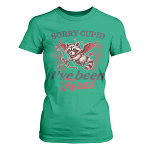 Funny Sorry Cupid I've Been Feral T Shirt For Women Valentine's Day Cupid Racoon TS11 Irish Green Print Your Wear