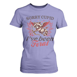 Funny Sorry Cupid I've Been Feral T Shirt For Women Valentine's Day Cupid Racoon TS11 Violet Print Your Wear