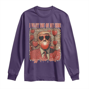 Funny Trump Valentine's Day Long Sleeve Shirt I Want You On My Side Of The Wall TS11 Purple Print Your Wear