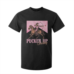 Funny Valentine's Day Western Cowboy T Shirt For Kid Pucker Up Cowboy Cupid TS11 Black Print Your Wear