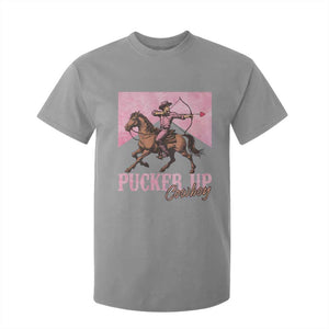 Funny Valentine's Day Western Cowboy T Shirt For Kid Pucker Up Cowboy Cupid TS11 Sport Gray Print Your Wear