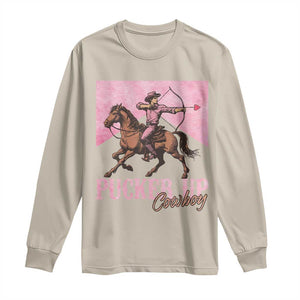 Funny Valentine's Day Western Cowboy Long Sleeve Shirt Pucker Up Cowboy Cupid TS11 Sand Print Your Wear