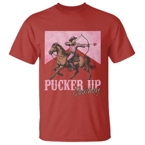 Funny Valentine's Day Western Cowboy T Shirt Pucker Up Cowboy Cupid TS11 Red Print Your Wear