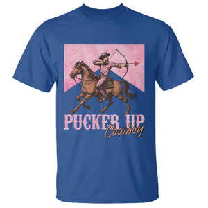 Funny Valentine's Day Western Cowboy T Shirt Pucker Up Cowboy Cupid TS11 Royal Blue Print Your Wear