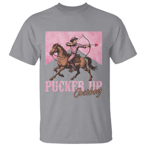 Funny Valentine's Day Western Cowboy T Shirt Pucker Up Cowboy Cupid TS11 Sport Gray Print Your Wear