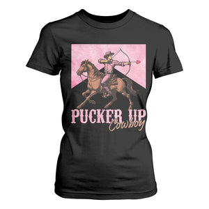 Funny Valentine's Day Western Cowboy T Shirt For Women Pucker Up Cowboy Cupid TS11 Black Print Your Wear