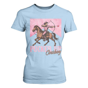 Funny Valentine's Day Western Cowboy T Shirt For Women Pucker Up Cowboy Cupid TS11 Light Blue Print Your Wear