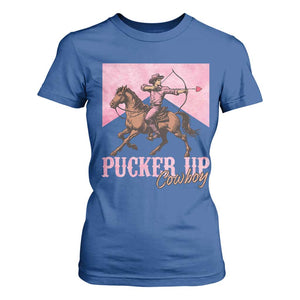 Funny Valentine's Day Western Cowboy T Shirt For Women Pucker Up Cowboy Cupid TS11 Royal Blue Print Your Wear