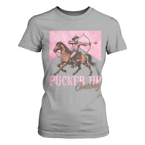 Funny Valentine's Day Western Cowboy T Shirt For Women Pucker Up Cowboy Cupid TS11 Sport Gray Print Your Wear