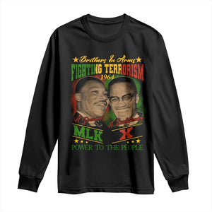 Martin Luther King And Malcolm X Long Sleeve Shirt Brothers In Arms Fighting Terrorism 1964 Black History TS11 Black Print Your Wear