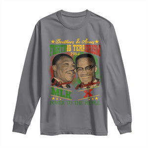 Martin Luther King And Malcolm X Long Sleeve Shirt Brothers In Arms Fighting Terrorism 1964 Black History TS11 Charcoal Print Your Wear