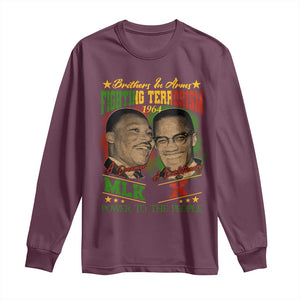 Martin Luther King And Malcolm X Long Sleeve Shirt Brothers In Arms Fighting Terrorism 1964 Black History TS11 Maroon Print Your Wear