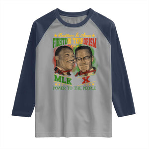 Martin Luther King And Malcolm X Raglan Shirt Brothers In Arms Fighting Terrorism 1964 Black History TS11 Sport Gray Navy Print Your Wear