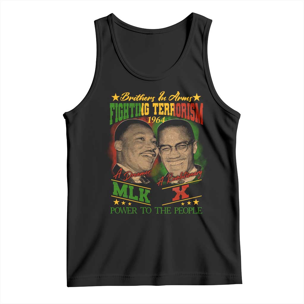 Martin Luther King And Malcolm X Tank Top Brothers In Arms Fighting Terrorism 1964 Black History TS11 Black Print Your Wear