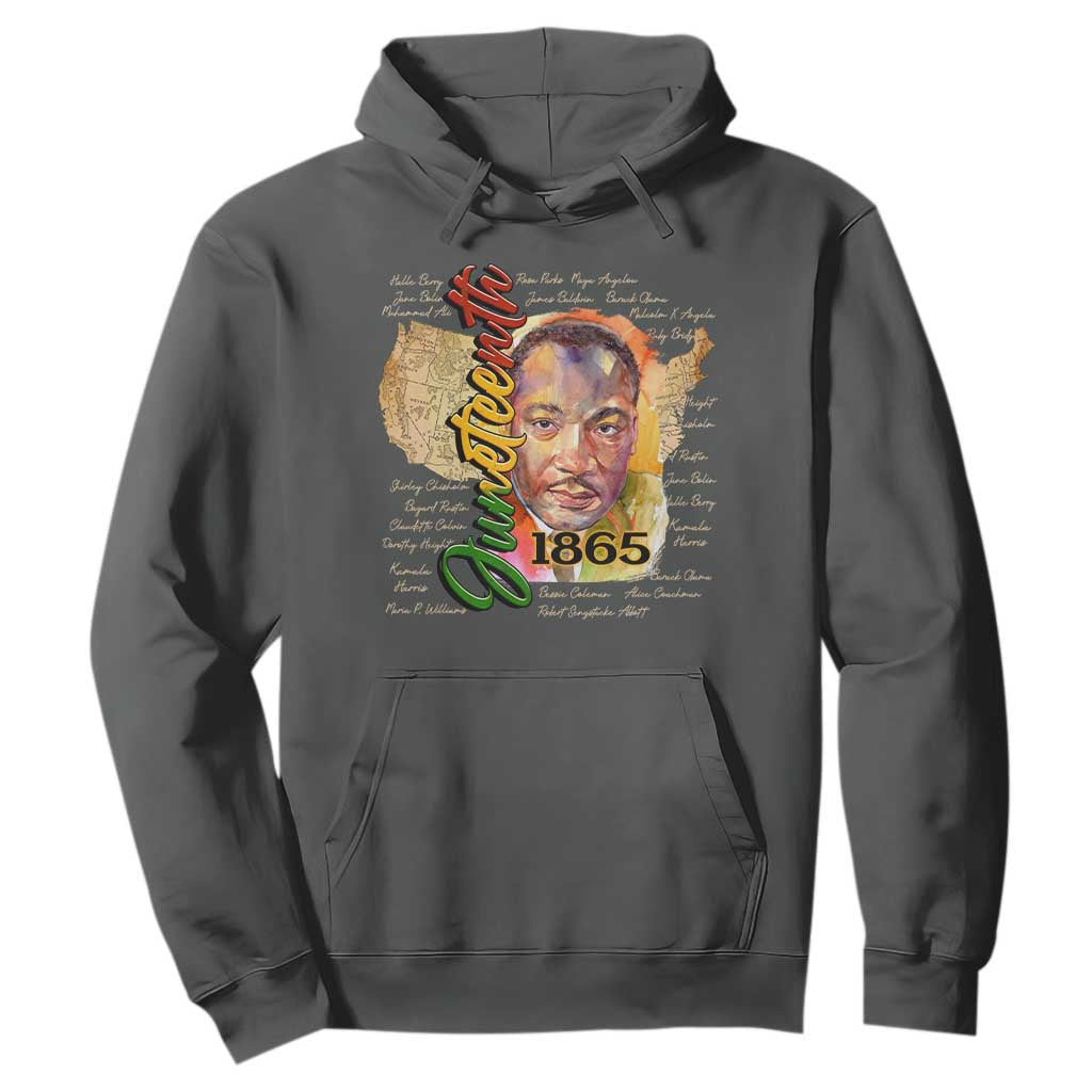 Juneteenth 1865 Hoodie Black Leaders African American Heritage TS11 Dark Heather Print Your Wear