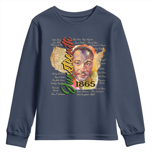 Juneteenth 1865 Youth Sweatshirt Black Leaders African American Heritage TS11 Navy Print Your Wear