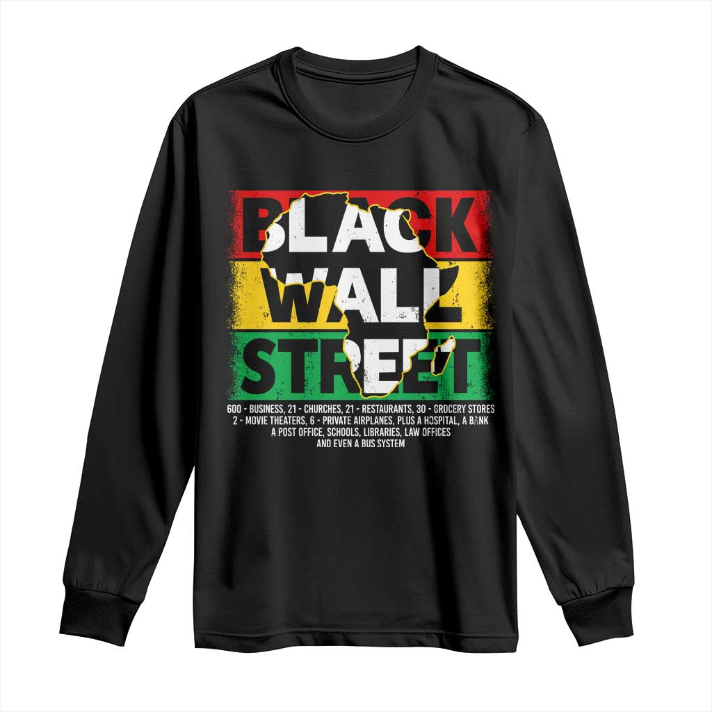 Black Wall Street Long Sleeve Shirt Tulsa Black History Month Africa Map TS11 Black Print Your Wear