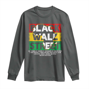 Black Wall Street Long Sleeve Shirt Tulsa Black History Month Africa Map TS11 Dark Heather Print Your Wear