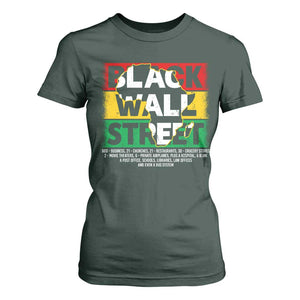 Black Wall Street T Shirt For Women Tulsa Black History Month Africa Map TS11 Dark Forest Green Print Your Wear