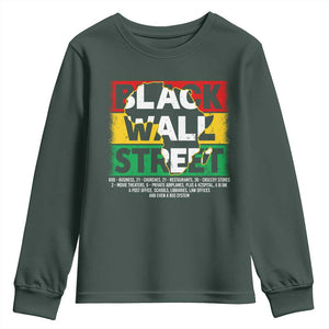 Black Wall Street Youth Sweatshirt Tulsa Black History Month Africa Map TS11 Dark Forest Green Print Your Wear