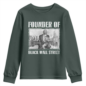 Founder Of Black Wall Street O.W. Gurley Youth Sweatshirt Black History Month TS11 Dark Forest Green Print Your Wear