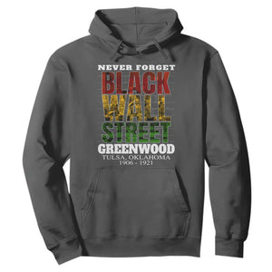 Never Forget Black Wall Street Hoodie Tulsa Oklahoma Black History Month TS11 Dark Heather Print Your Wear