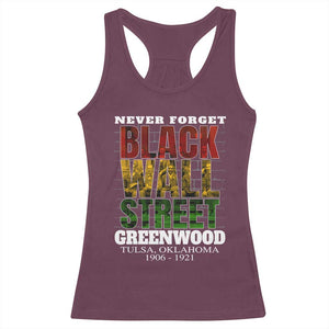 Never Forget Black Wall Street Racerback Tank Top Tulsa Oklahoma Black History Month TS11 Maroon Print Your Wear