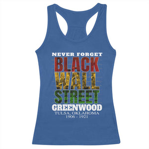 Never Forget Black Wall Street Racerback Tank Top Tulsa Oklahoma Black History Month TS11 Royal Blue Print Your Wear