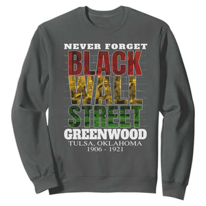 Never Forget Black Wall Street Sweatshirt Tulsa Oklahoma Black History Month TS11 Dark Heather Print Your Wear