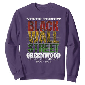 Never Forget Black Wall Street Sweatshirt Tulsa Oklahoma Black History Month TS11 Purple Print Your Wear