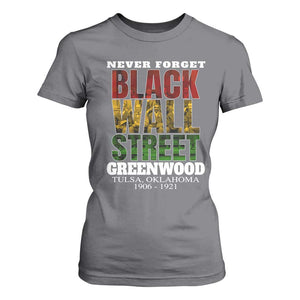 Never Forget Black Wall Street T Shirt For Women Tulsa Oklahoma Black History Month TS11 Charcoal Print Your Wear