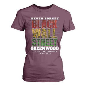 Never Forget Black Wall Street T Shirt For Women Tulsa Oklahoma Black History Month TS11 Maroon Print Your Wear