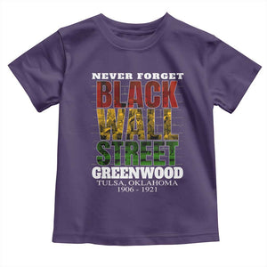 Never Forget Black Wall Street Toddler T Shirt Tulsa Oklahoma Black History Month TS11 Purple Print Your Wear