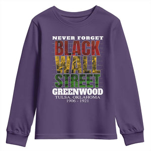 Never Forget Black Wall Street Youth Sweatshirt Tulsa Oklahoma Black History Month TS11 Purple Print Your Wear