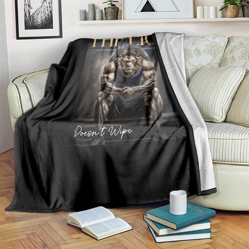 Funny The Lion Doesnt Wipe Throw Blanket Gen Z Joke Brainrot Raunchy Meme TS11 Print Your Wear