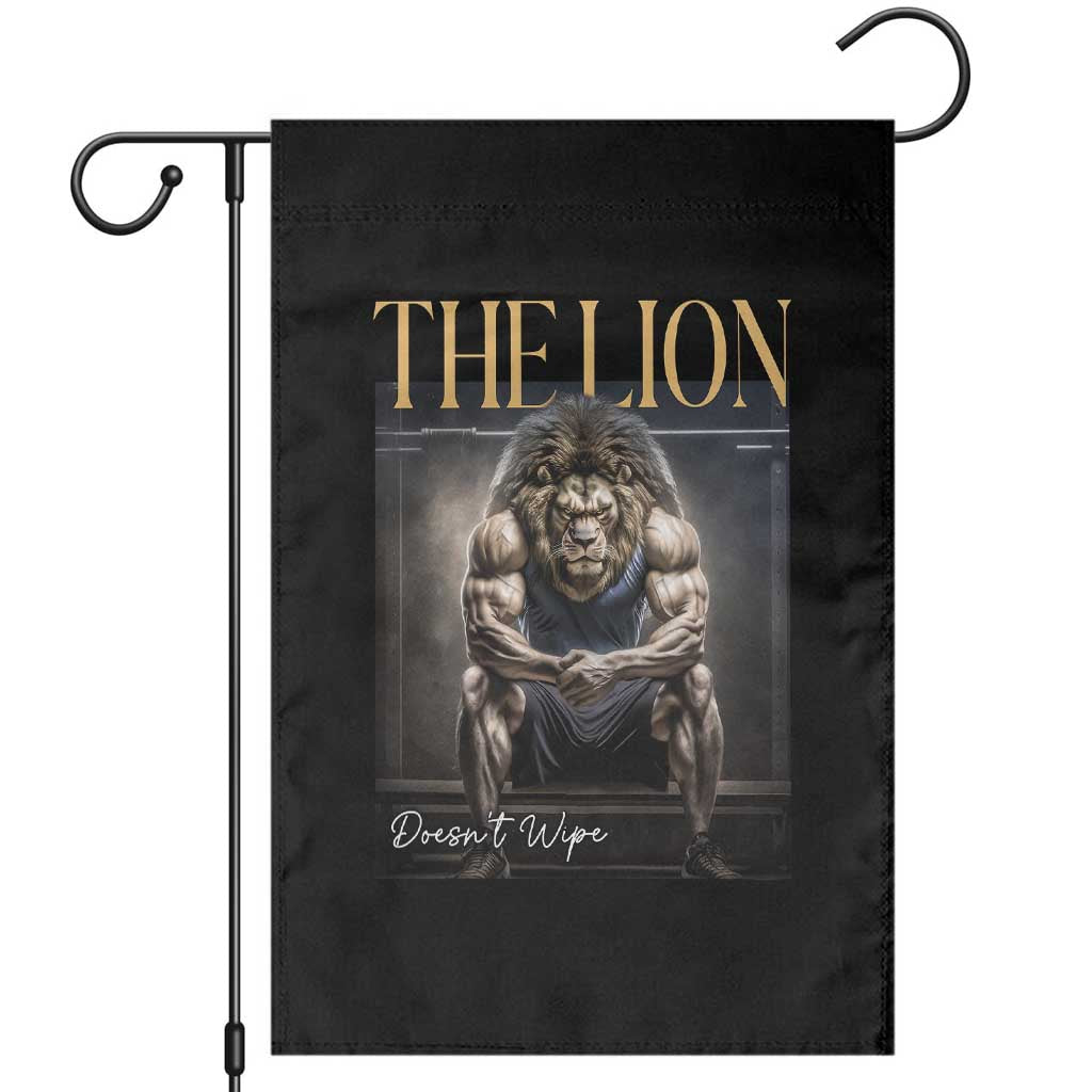 Funny The Lion Doesnt Wipe Garden Flag Gen Z Joke Brainrot Raunchy Meme TS11 Black Print Your Wear